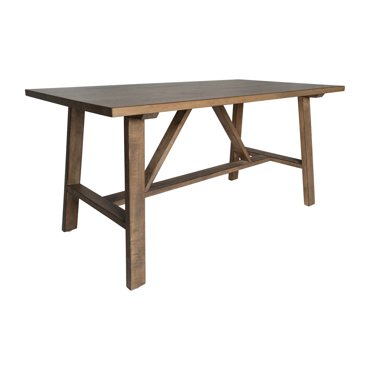 Merrick Lane Mabel Farmhouse Trestle Coffee Table, Solid Wood Rustic Accent Table